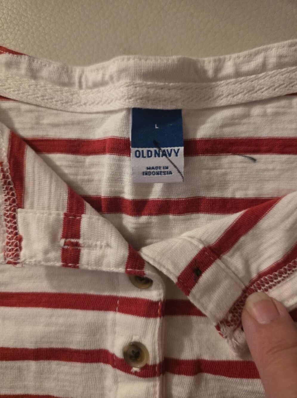 Red/White Striped Top - Large